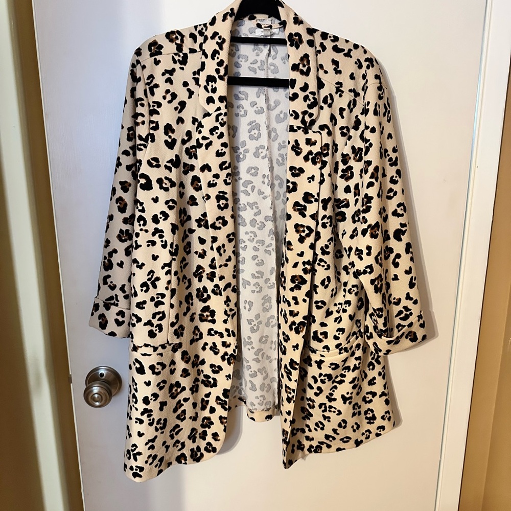 Leopard Print Open Front Cardigan